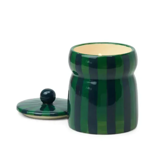 Green/Navy Striped Candle - Balsam & Fir