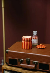 Red/Coral Striped Candle - Spiced Apple