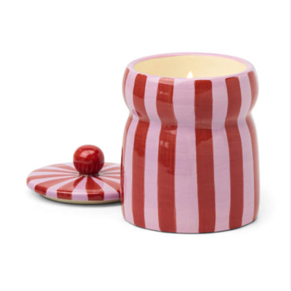 Red/Pink Striped Candle - Pink Peppermint
