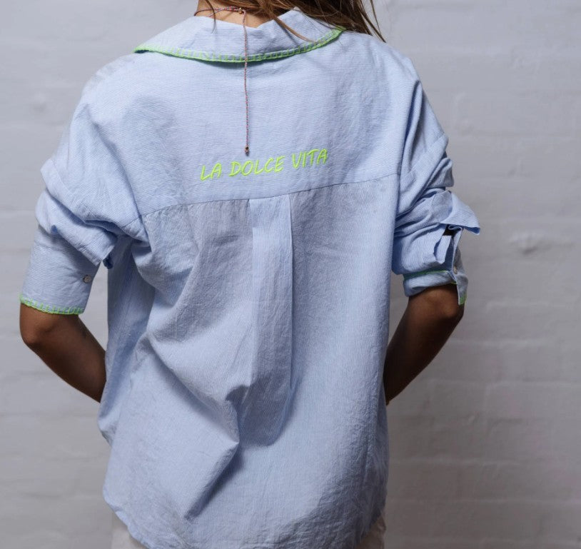Ciao Shirt – La Dolce Vita Embroidered (Blue)