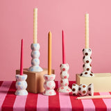 Tall Candle Holder Brown Spot