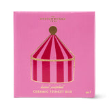 Ceramic Trinket Box - Pink + Red Stripe