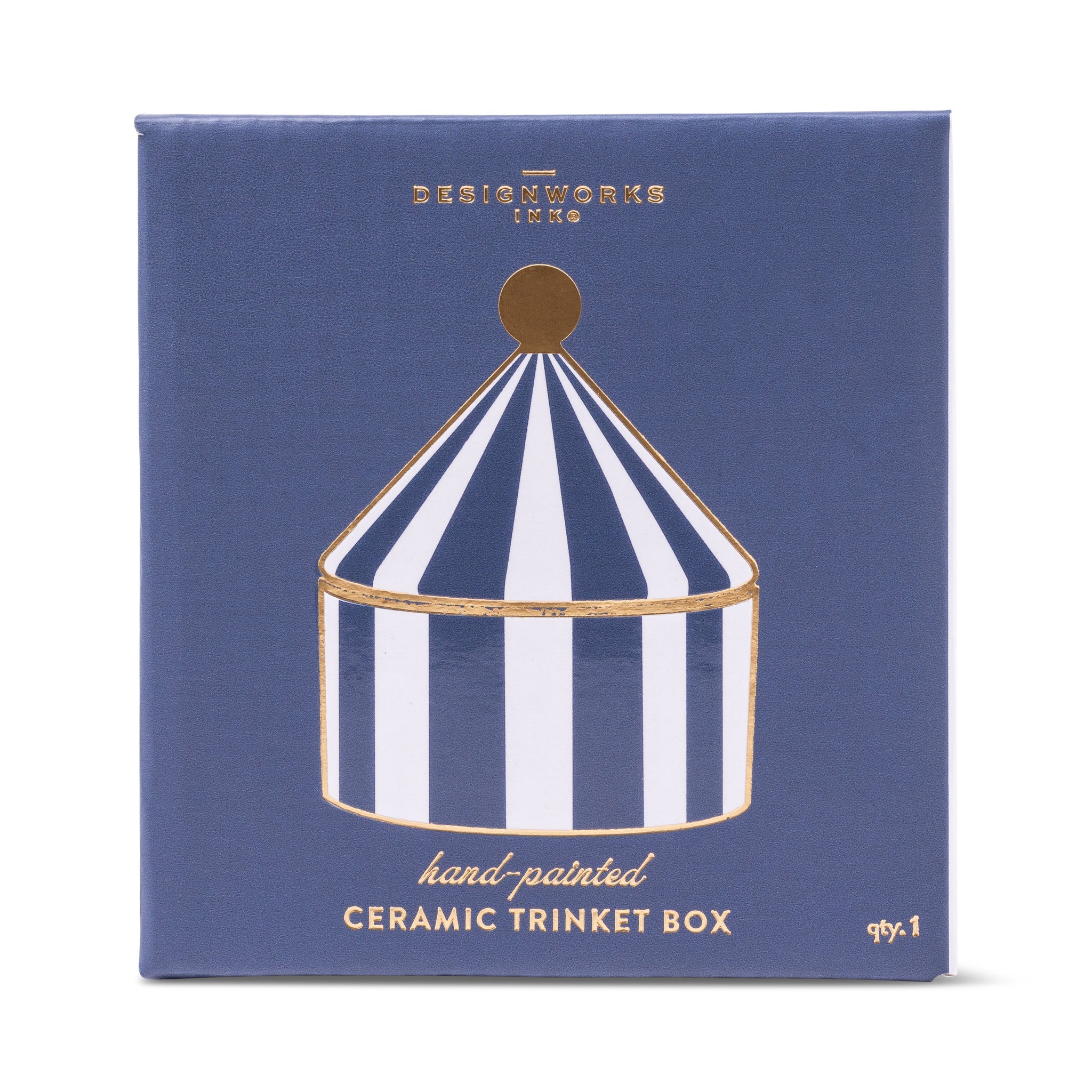 Ceramic Trinket Box Navy Stripe