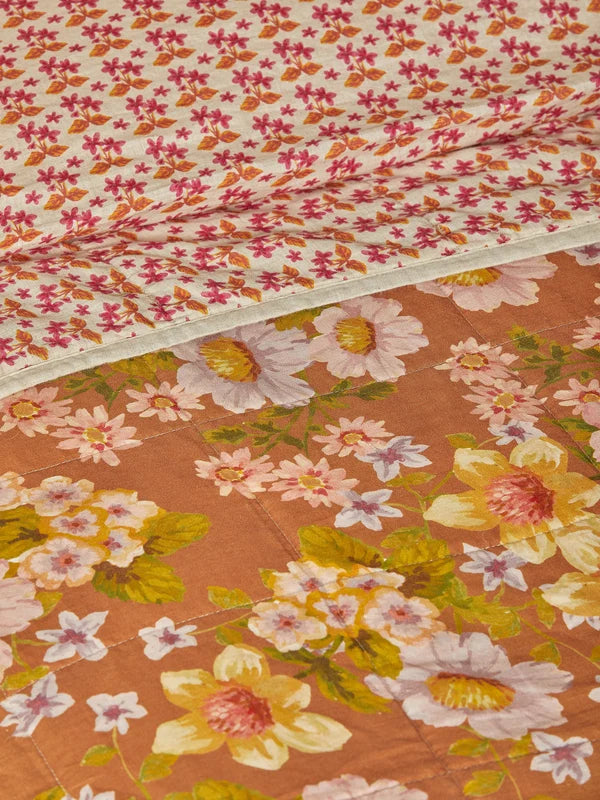 Buttercup Rust & Petit Madeline Pink Linen Quilted Throw