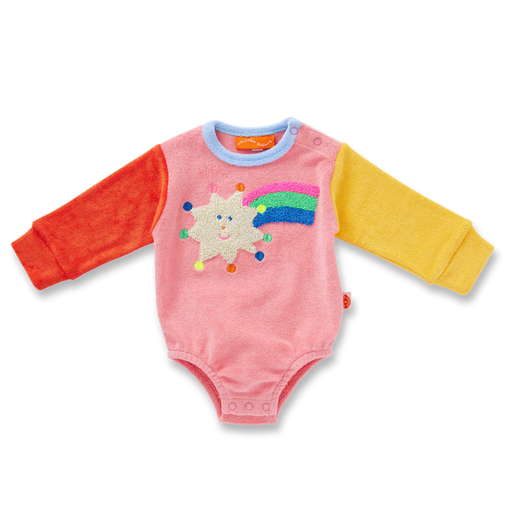 Stars Pink Terry Long Sleeve Bodysuit