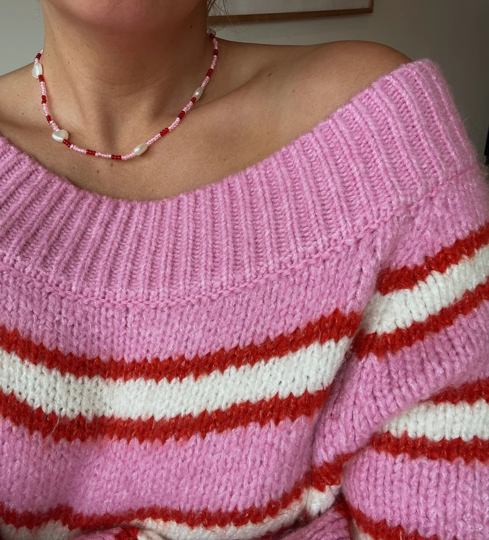 Heart Chains Pink and Red Necklace