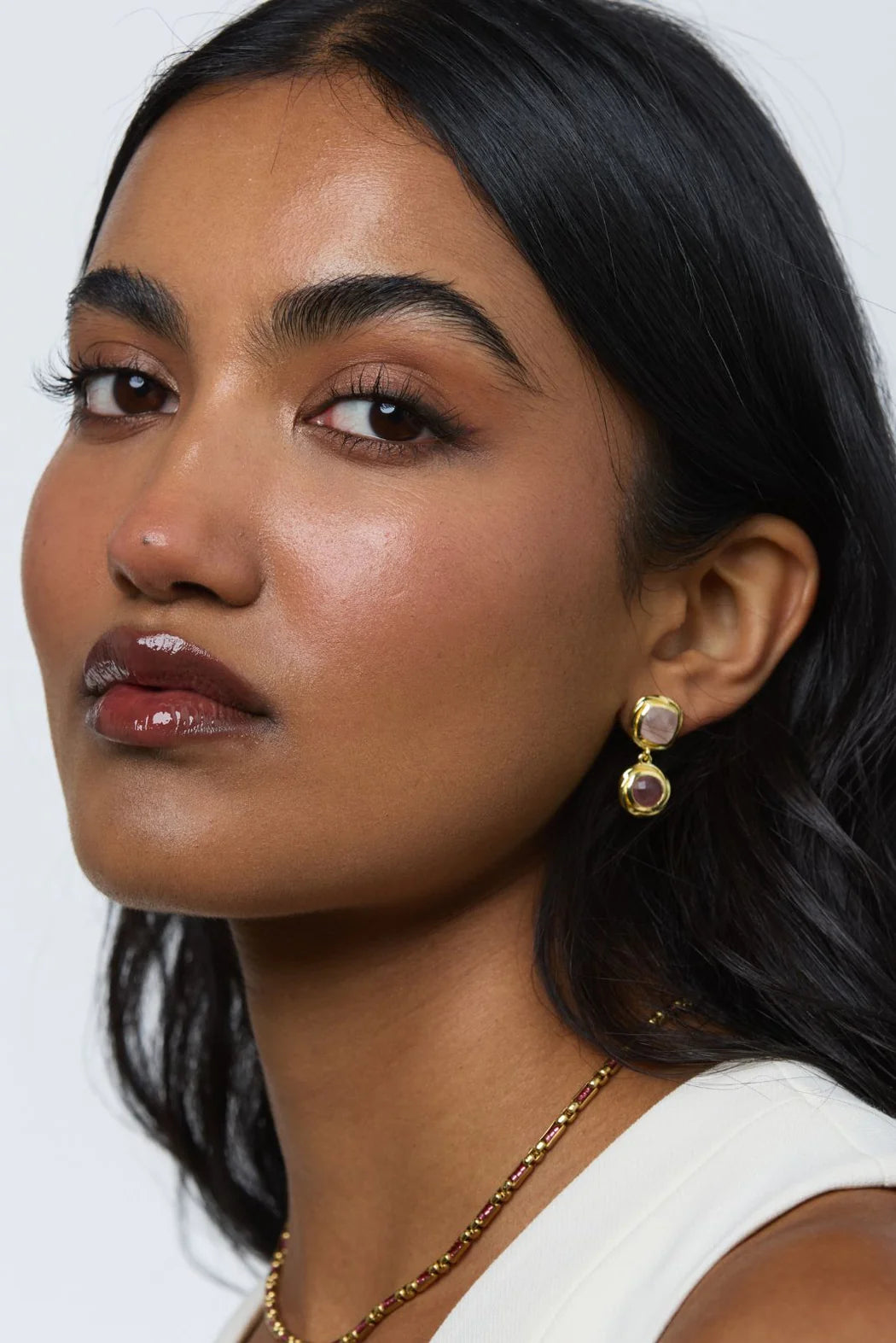 Cleo Earring - Rose Quartz & Strawberry Quartz