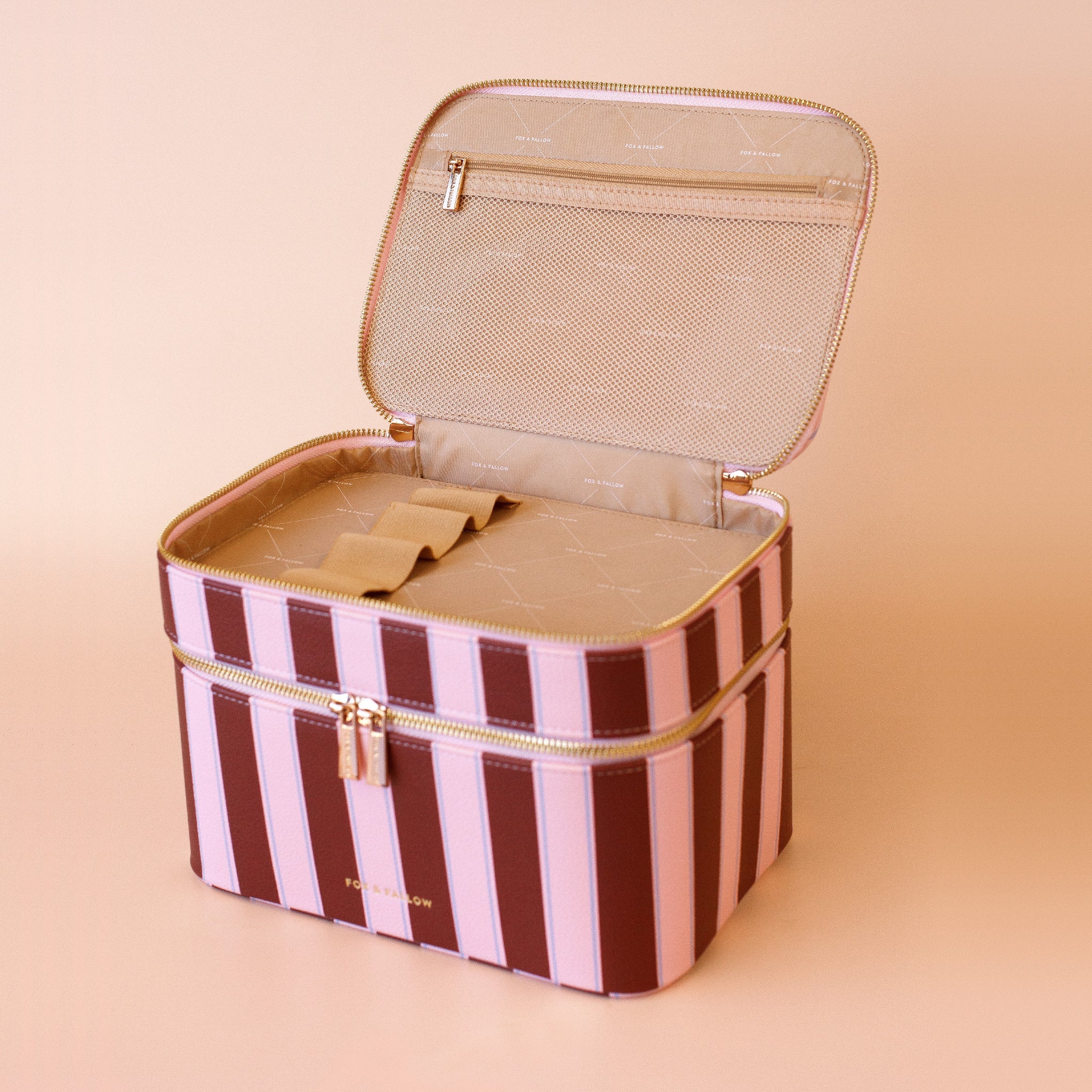 Burgundy Stripe Vanity Case - 'The Classic'