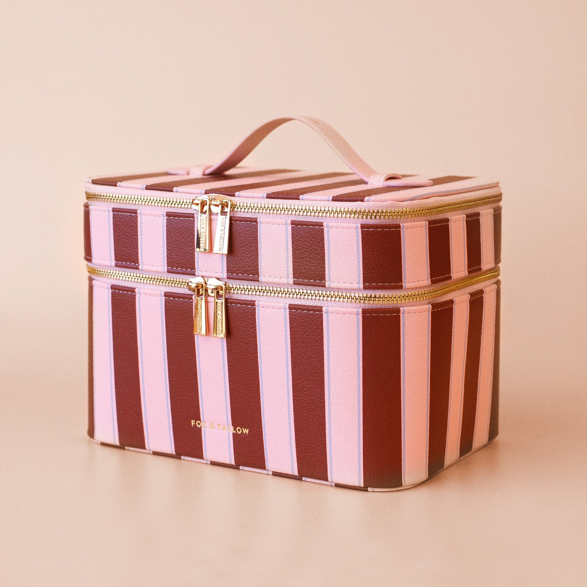 Burgundy Stripe Vanity Case - 'The Classic'