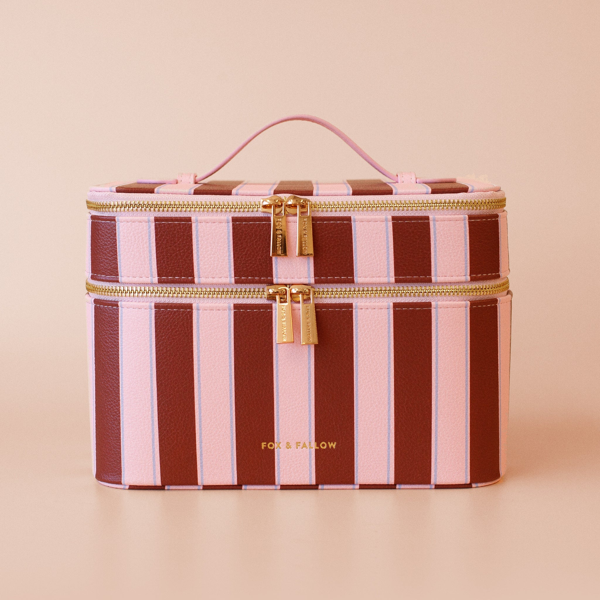Burgundy Stripe Vanity Case - 'The Classic'
