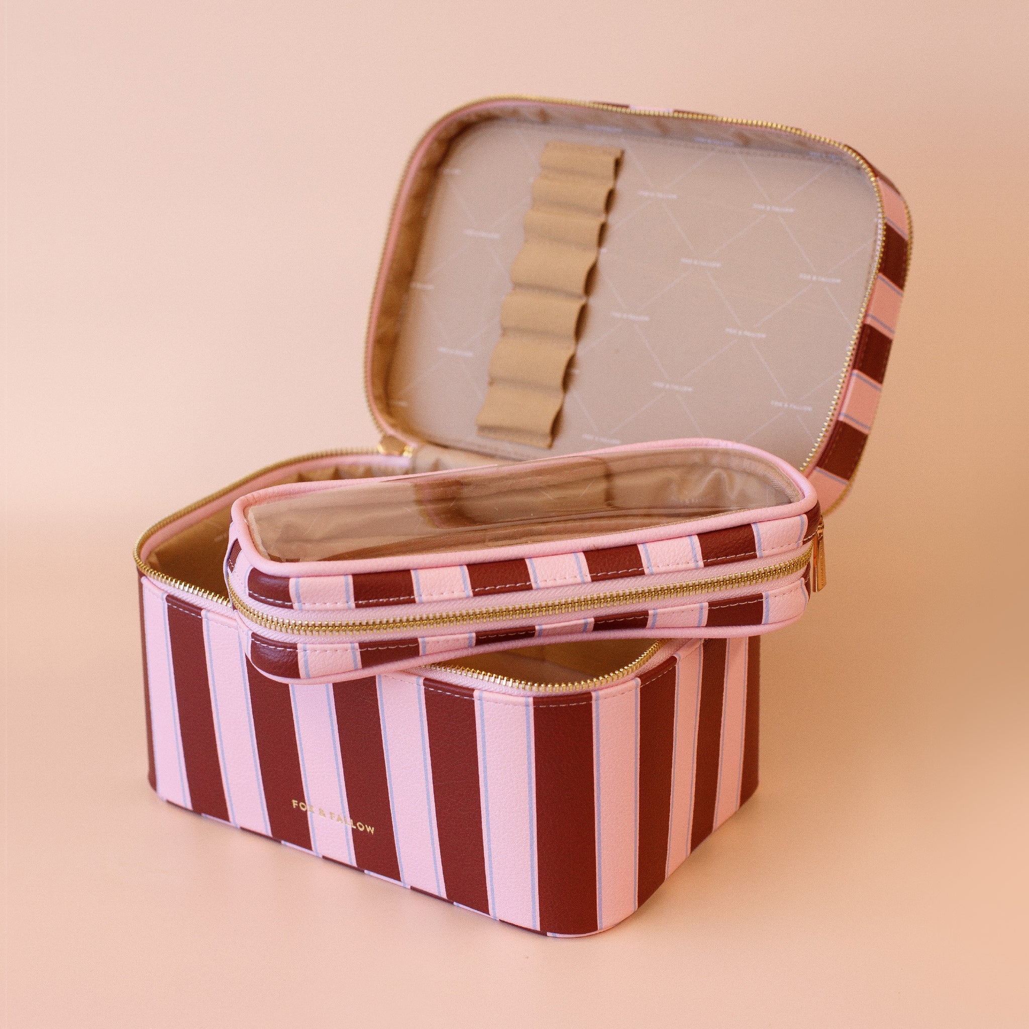 Burgundy Stripe Vanity Case - 'The Classic'