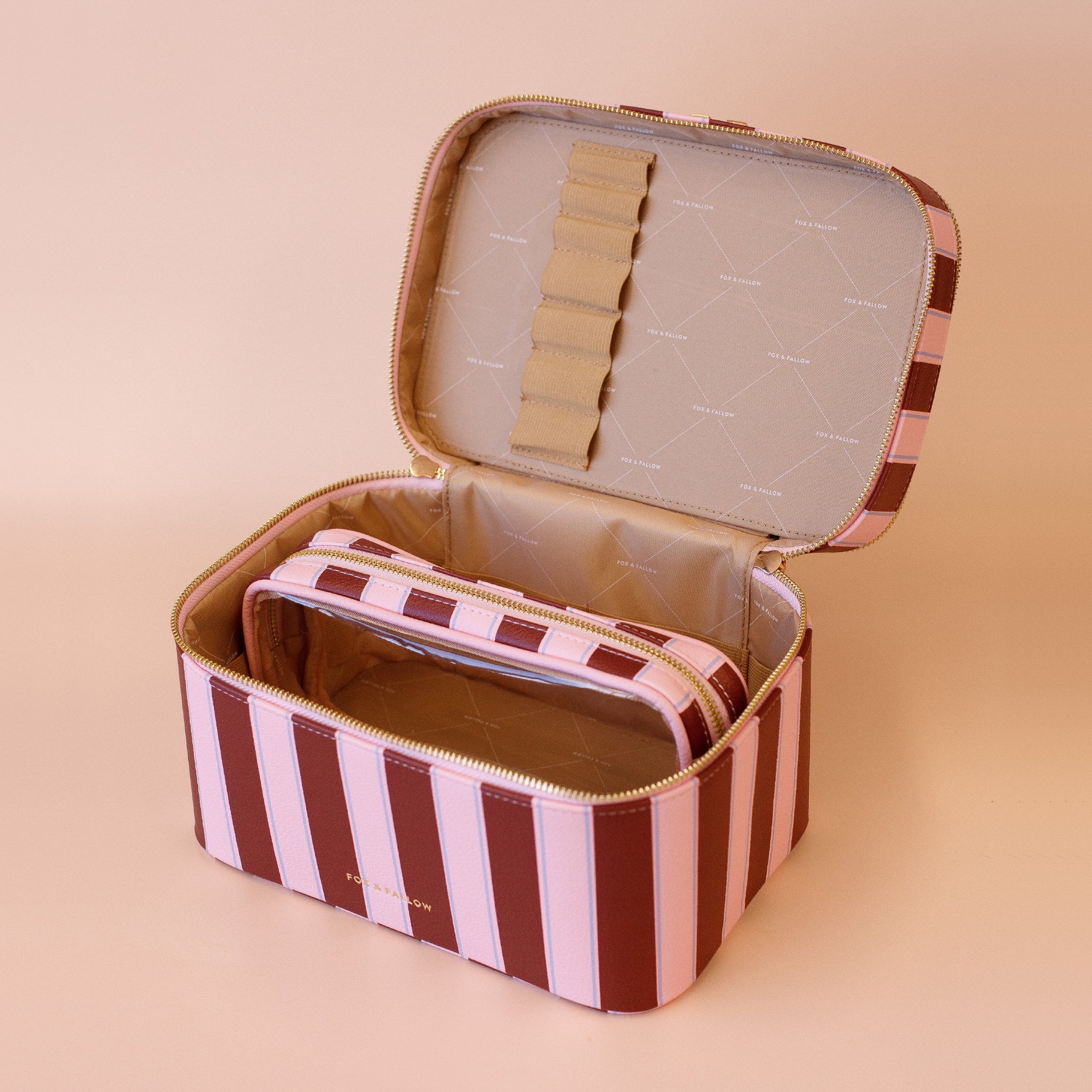 Burgundy Stripe Vanity Case - 'The Classic'