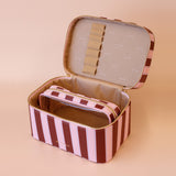 Burgundy Stripe Vanity Case - 'The Classic'