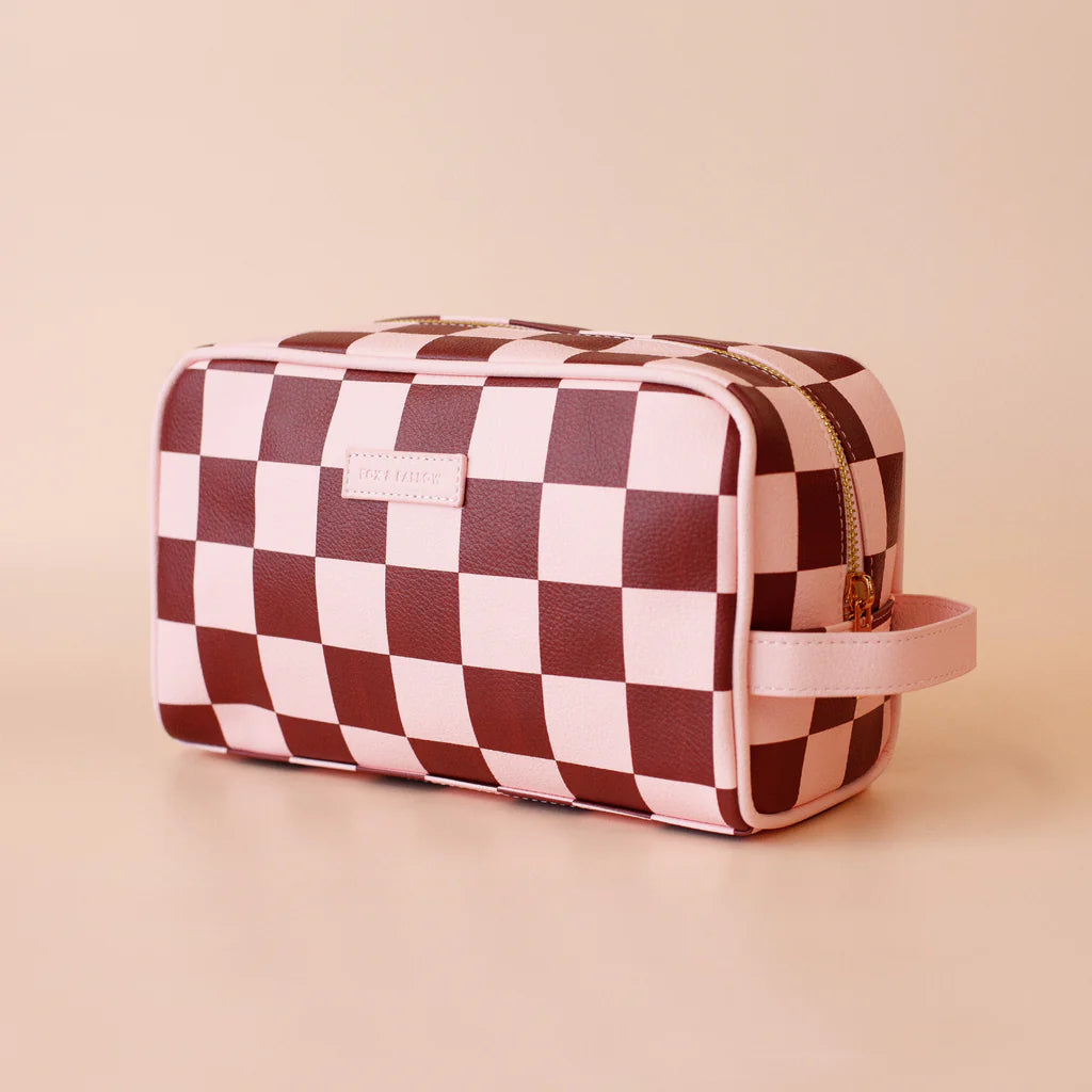 Cherry Check Wash Bag