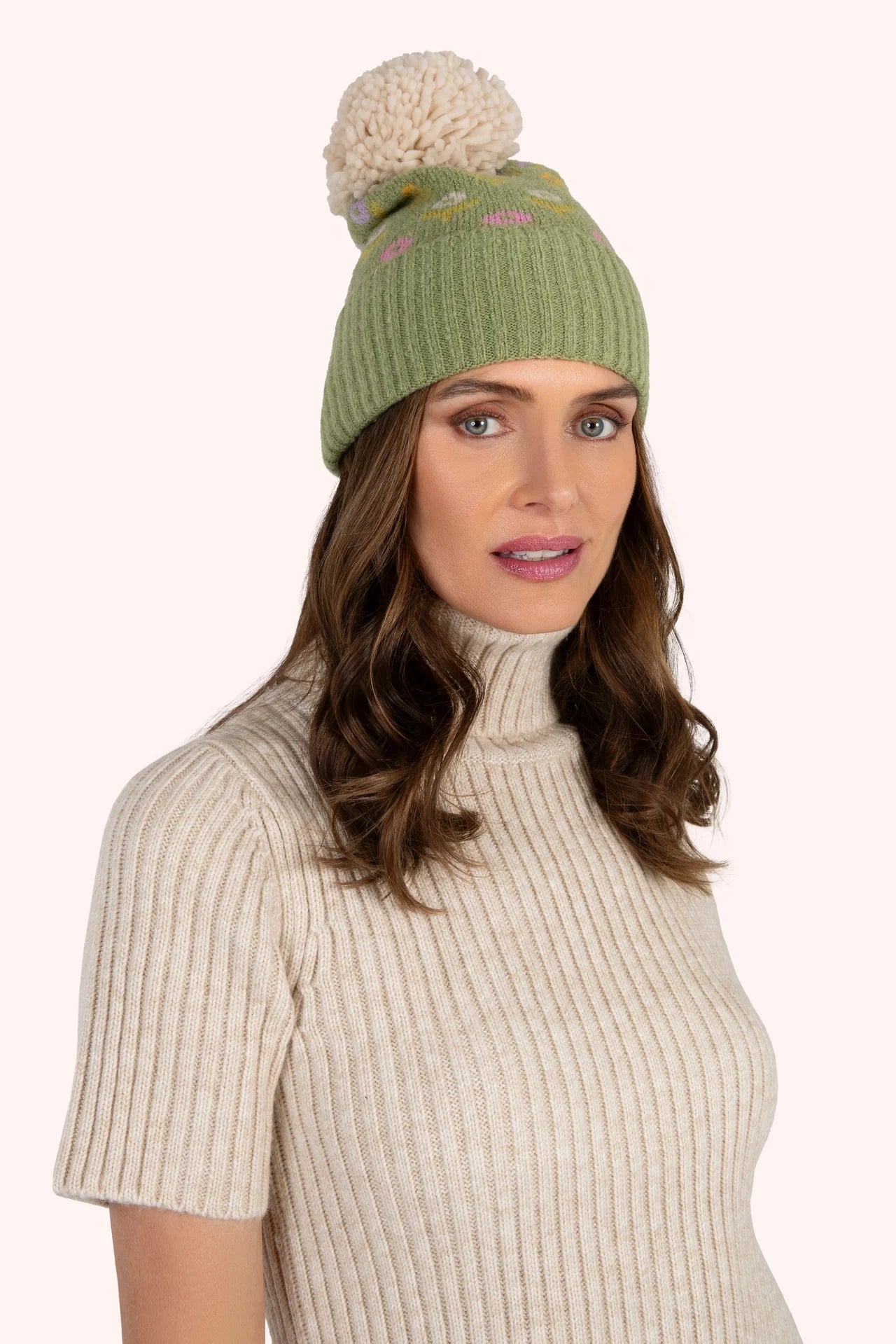 Willow Ditsy Flower Pompom Hat - Sage