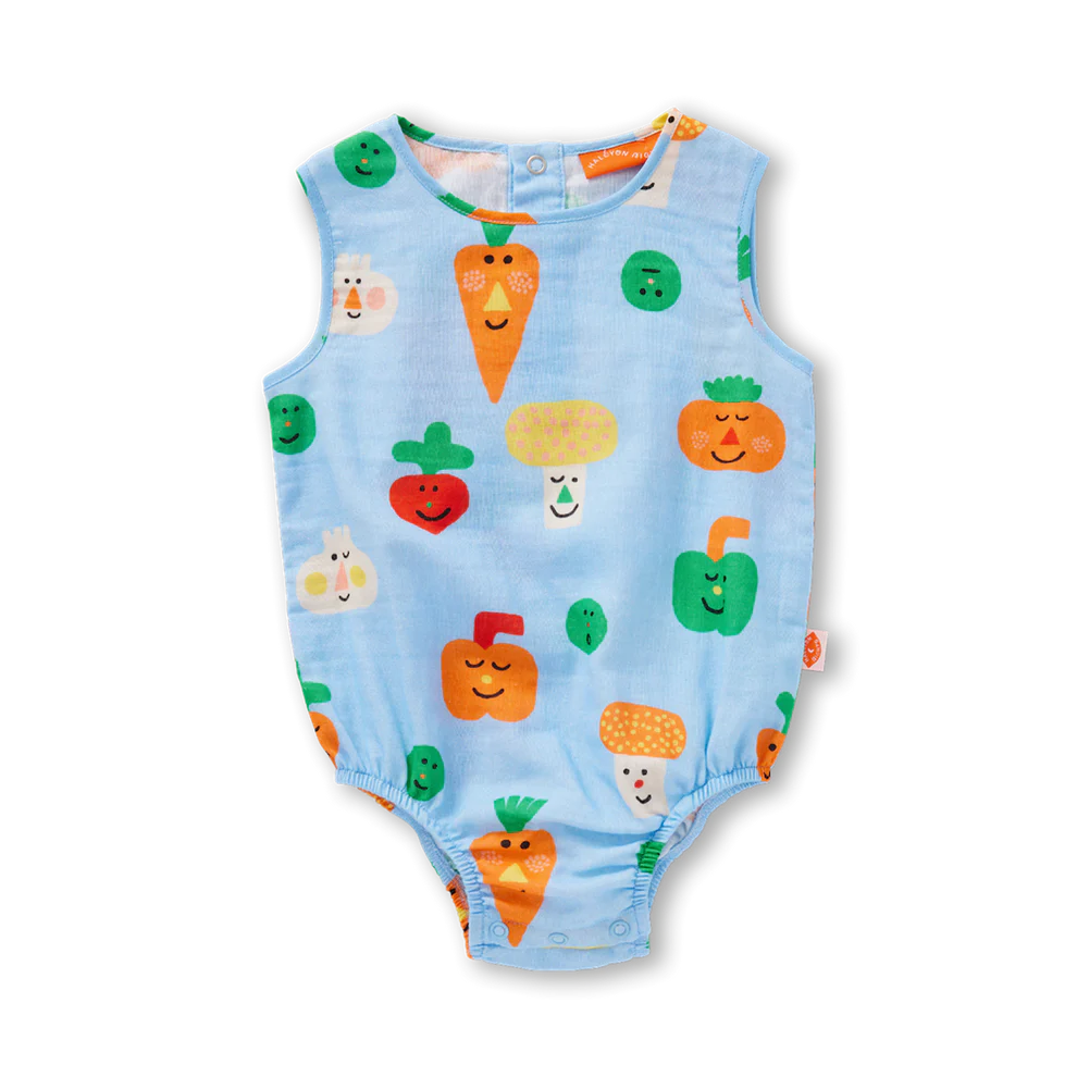 Teeny Tiny Veg Woven Singletsuit