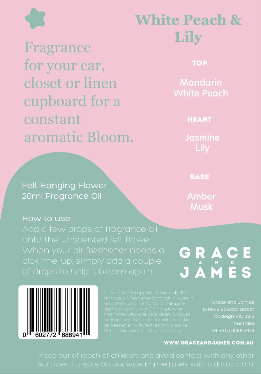 White Peach & Lily Felt Air Freshener
