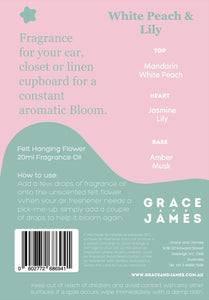 White Peach & Lily Felt Air Freshener