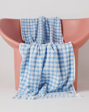 Load image into Gallery viewer, Houndstooth Blue Terry Bath Sheet / Beach Towel
