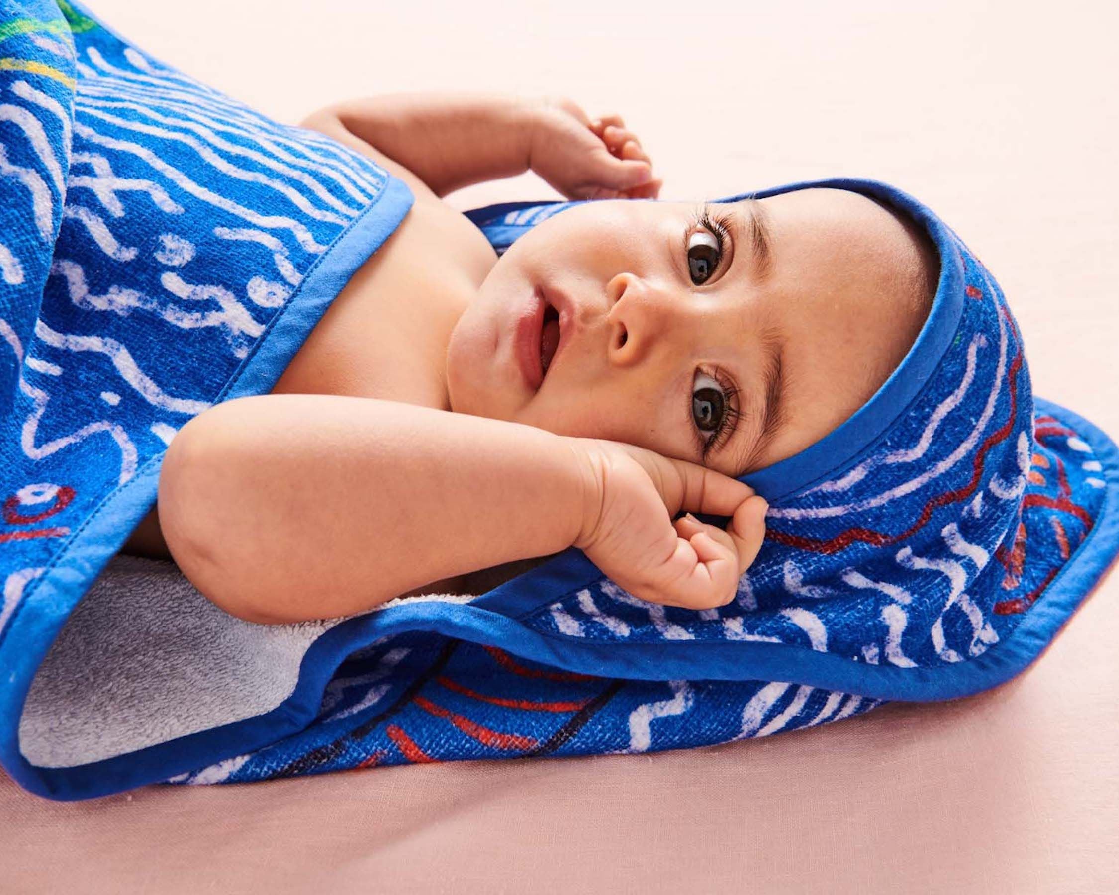 The Deep Blue Printed Terry Baby Towel