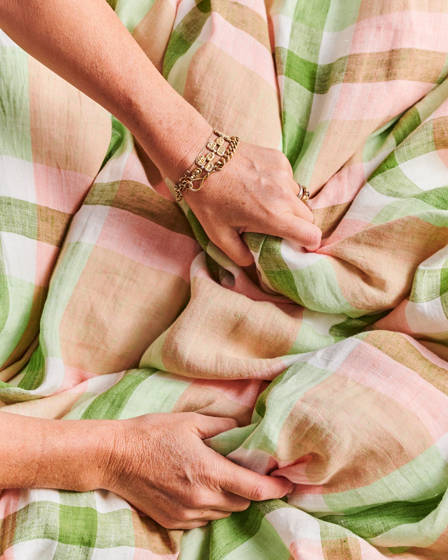 Pistachio Tartan Linen Quilt Cover King