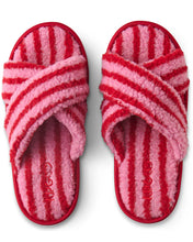 Load image into Gallery viewer, Candy Stripe Sherpa Adult Slippers
