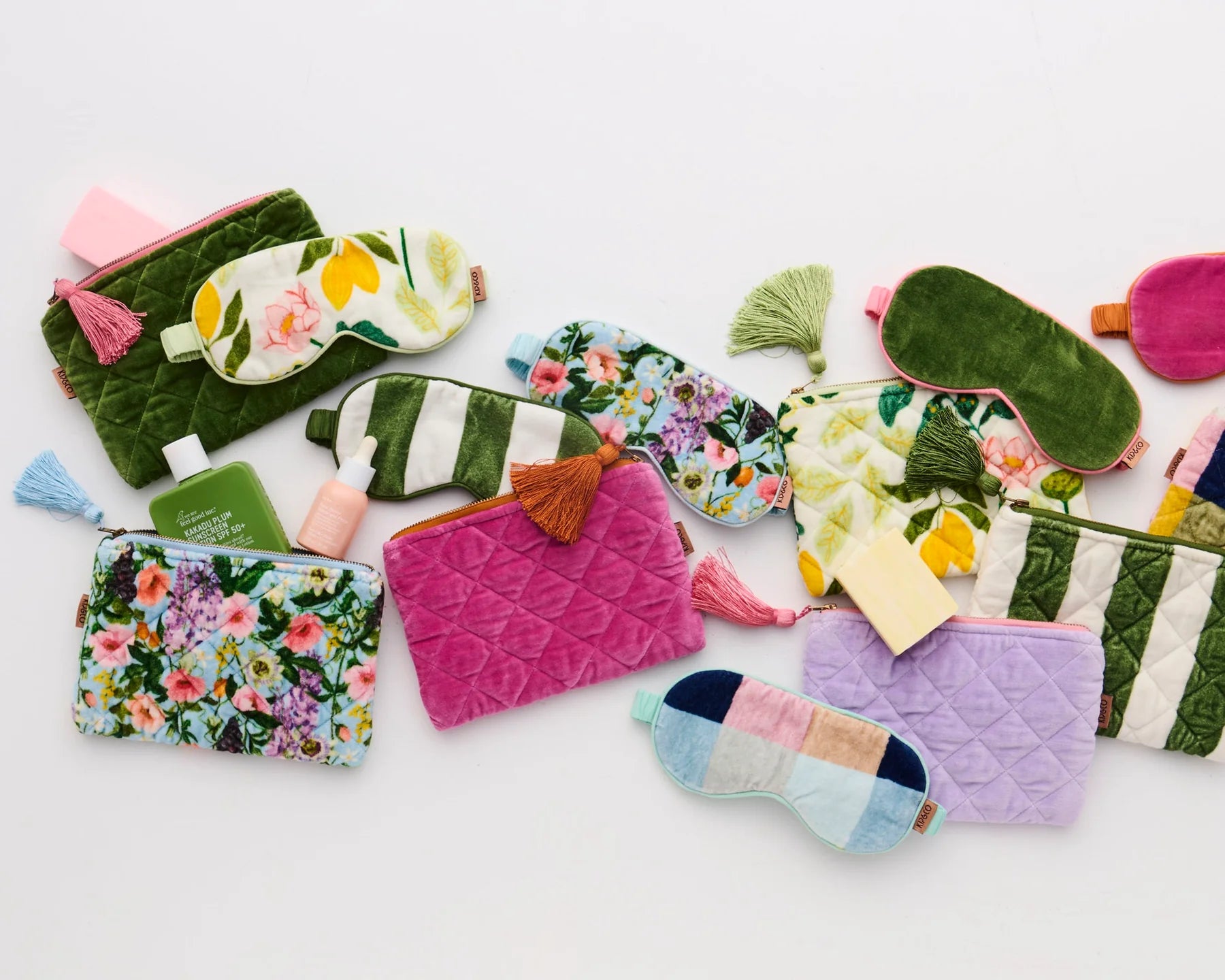Moss Stripe Velvet Eye Mask