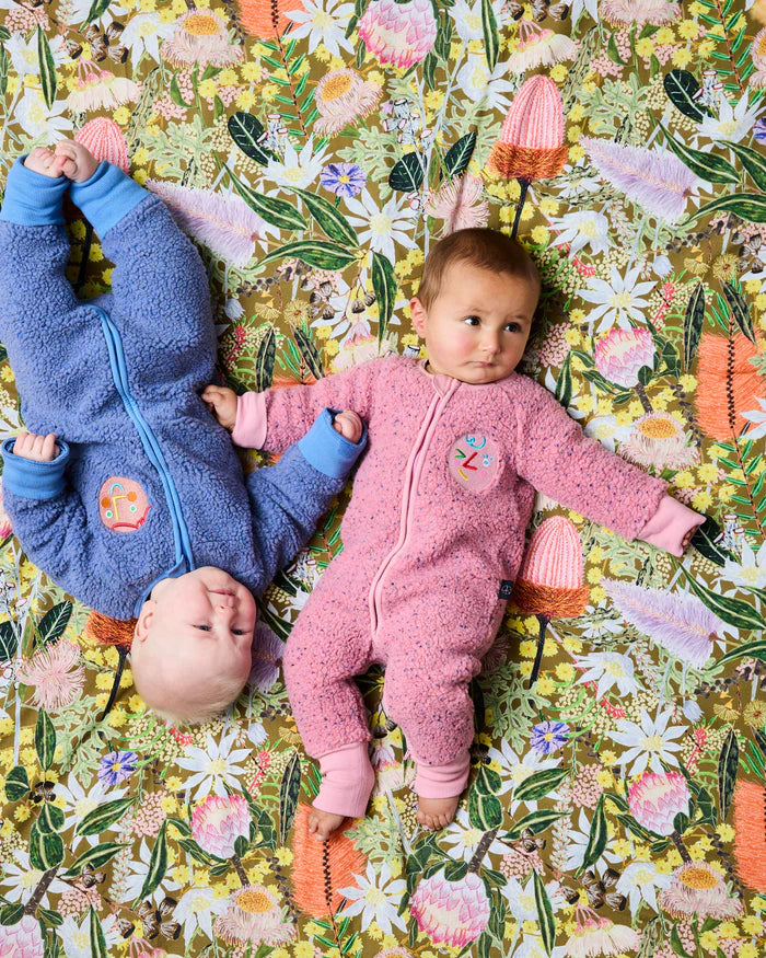 Pink Sprinkle Sherpa Long Sleeve Zip Romper