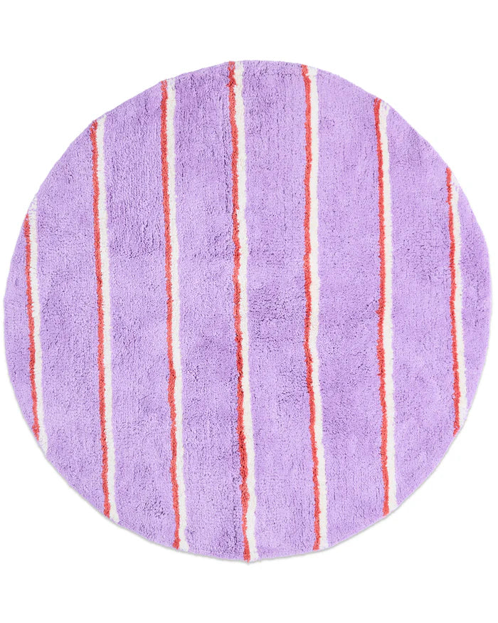 Lavender Field Stripe Round Bath Mat