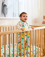 Popping Flowers Green Organic Cotton Quilted Fleece Overalls