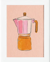 Pink Coffee Kettle Brush Art