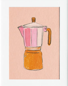 Pink Coffee Kettle Brush Art