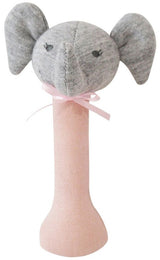 Elsie Elephant Stick Rattle - Pale Pink