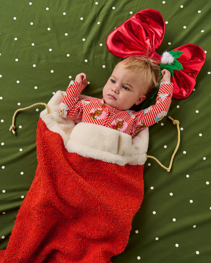 Red Boucle Santa Sack