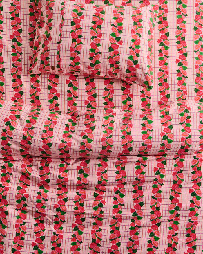 Rose Link Flannelette Flat Sheet