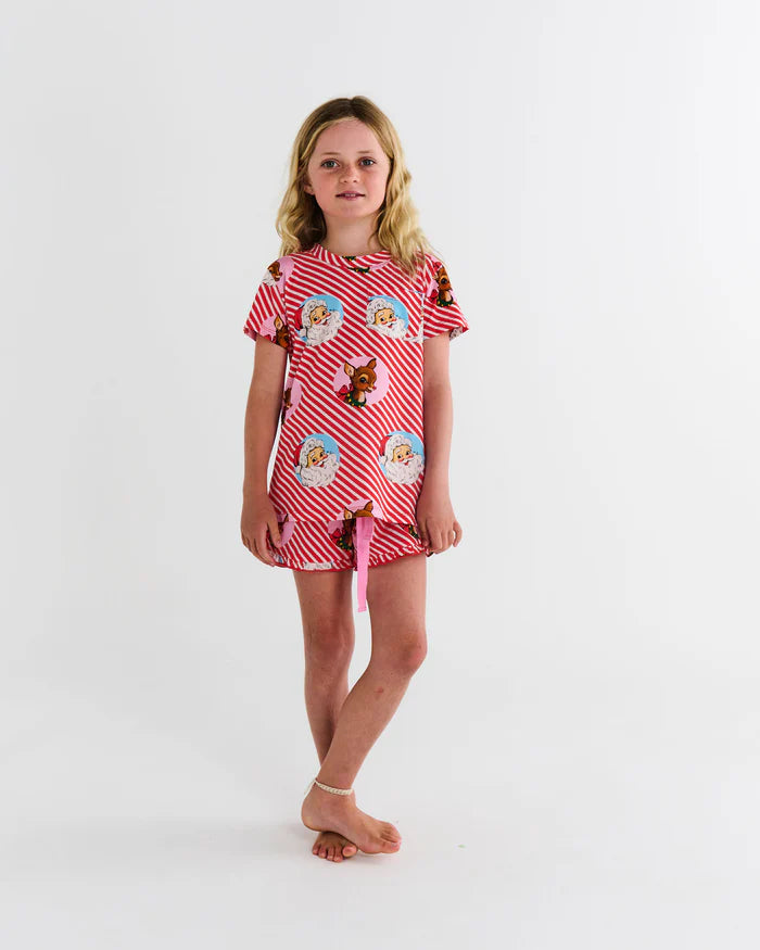 I Love Christmas Spot Kids Organic Cotton Short Sleeve Tee & Frill Short Pyjama Set