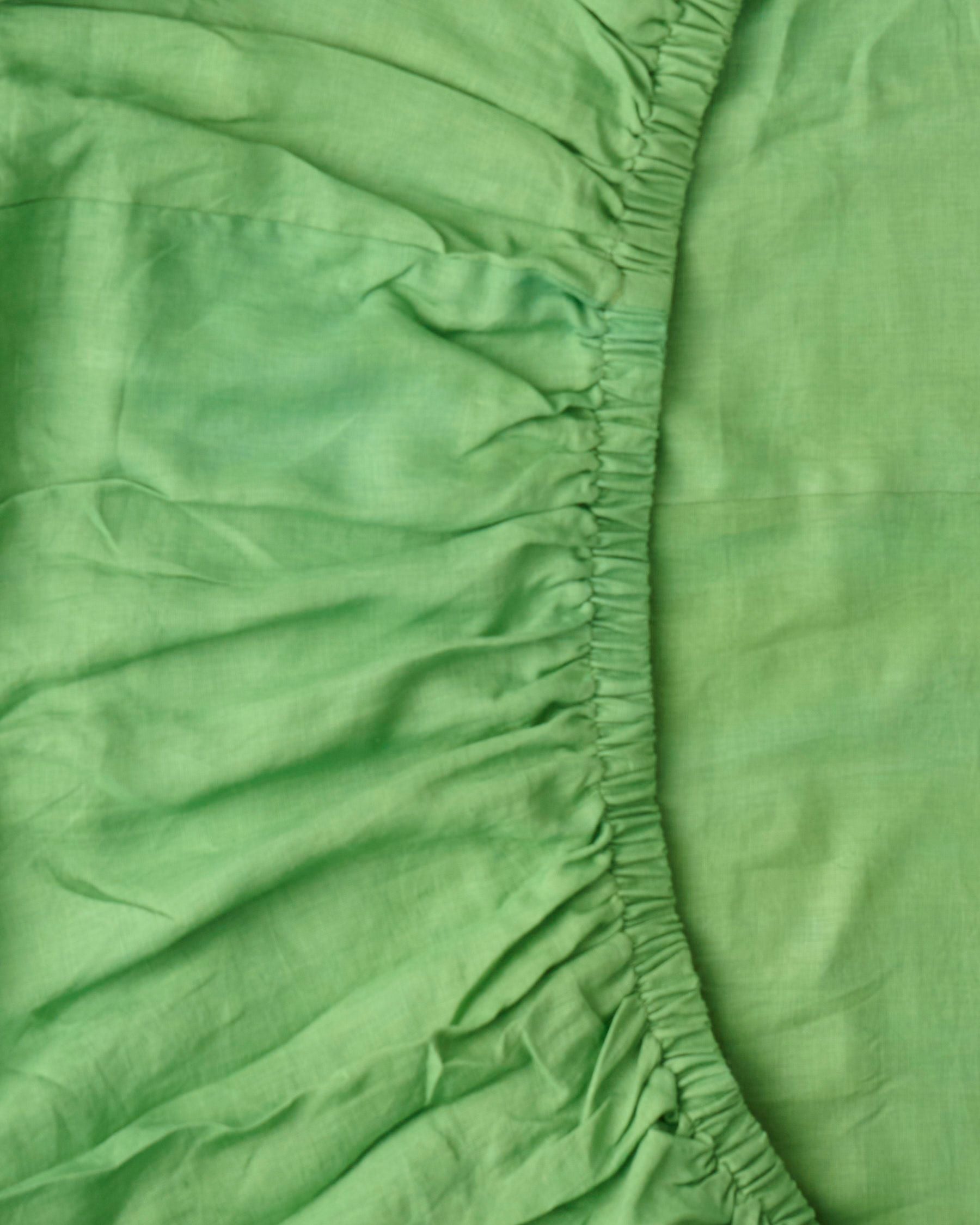 Green Tea Linen Fitted Sheet