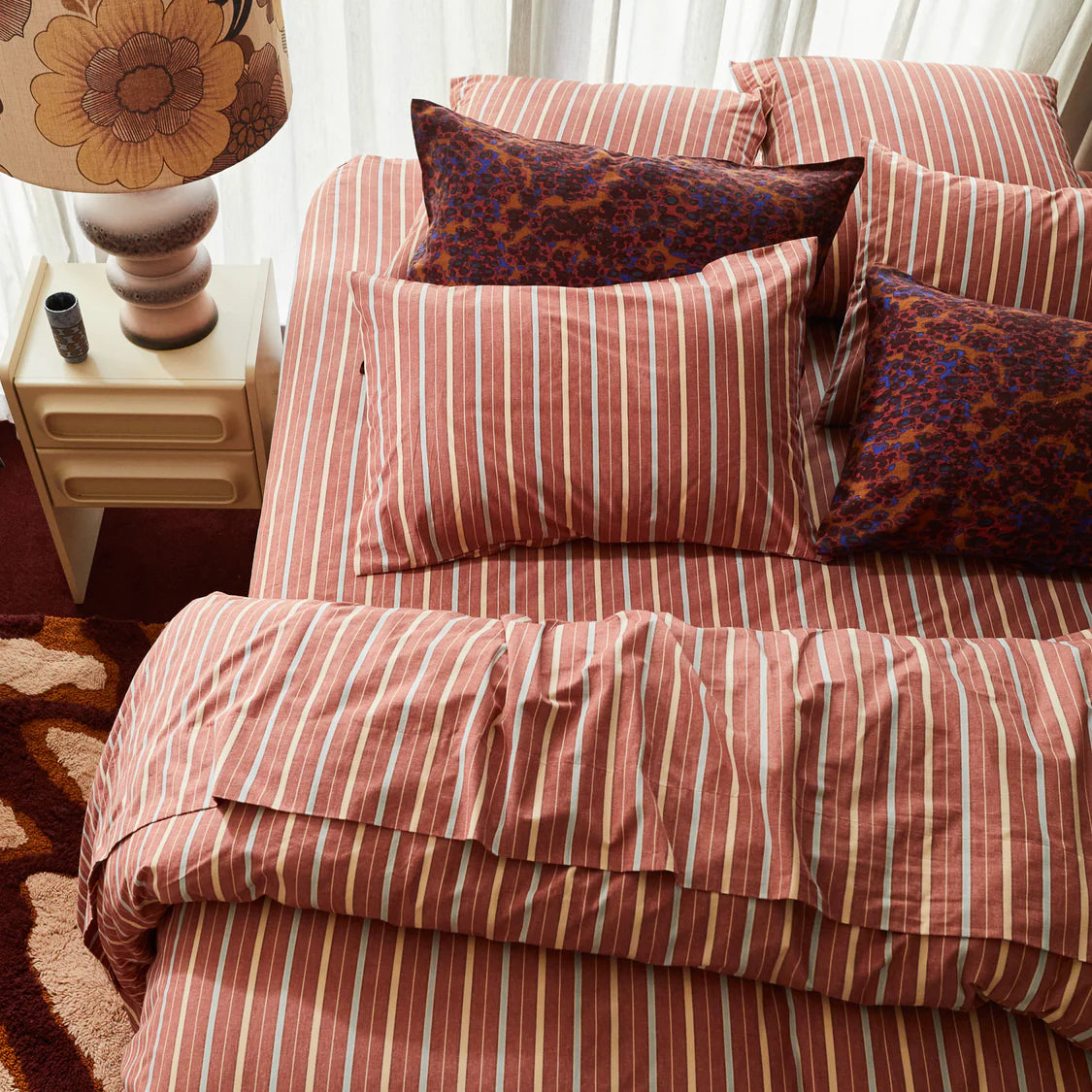 Leon Cotton Fitted Sheet - Burnt Sienna