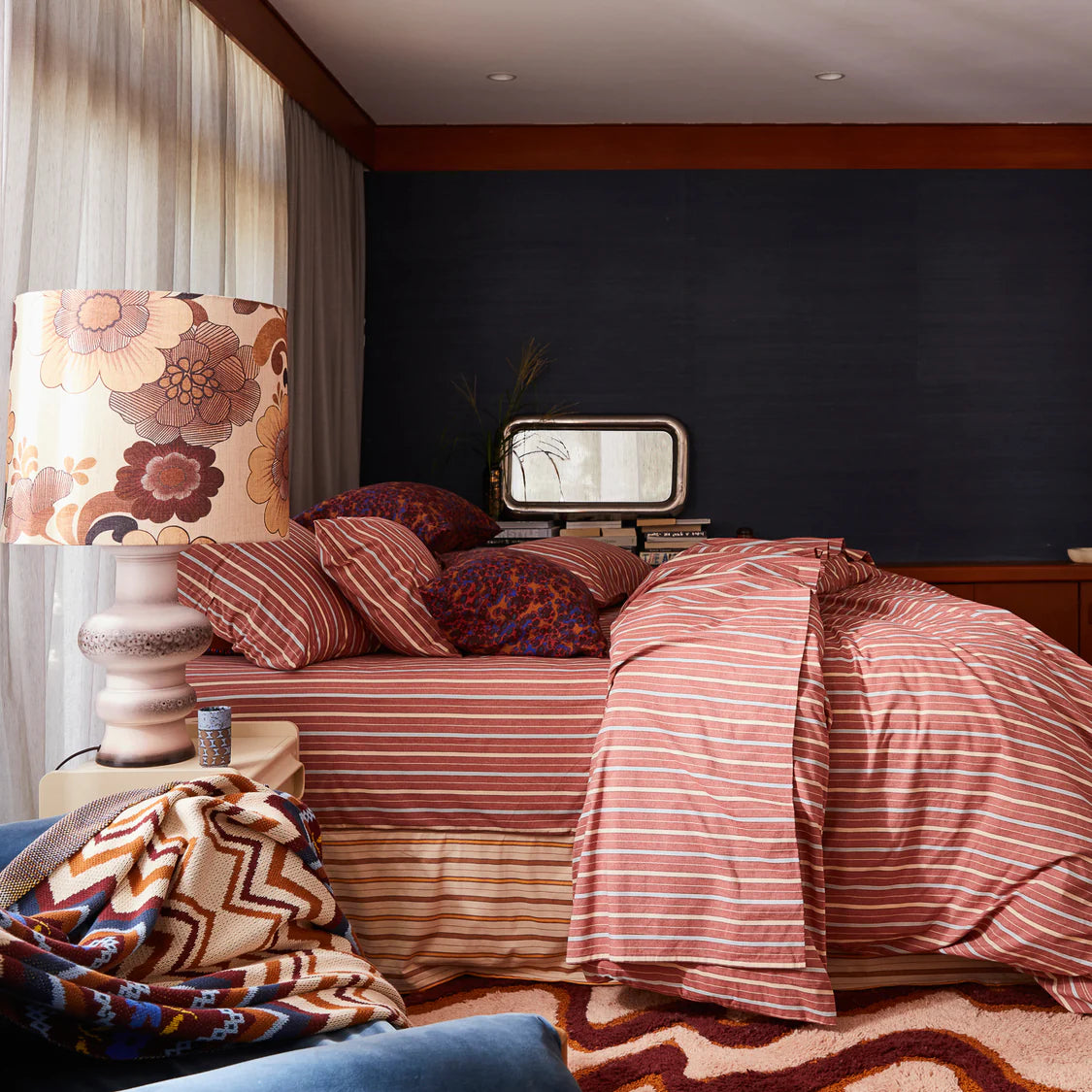 Leon Cotton Fitted Sheet - Burnt Sienna