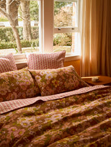 Buttercup Rust Linen Quilt Cover King