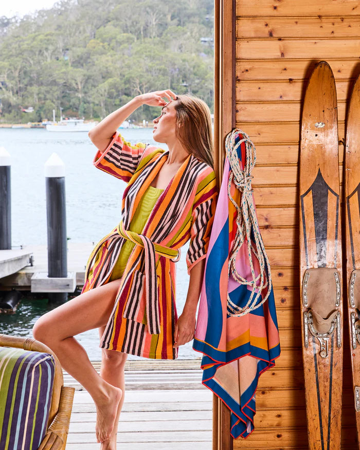 Casablanca Stripe Terry Mini Robe