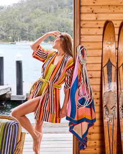 Casablanca Stripe Terry Mini Robe