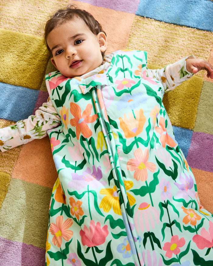 Popping Flowers Green Sleep Bag