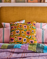 Pretty Pansy Gold Upholstery Cushion