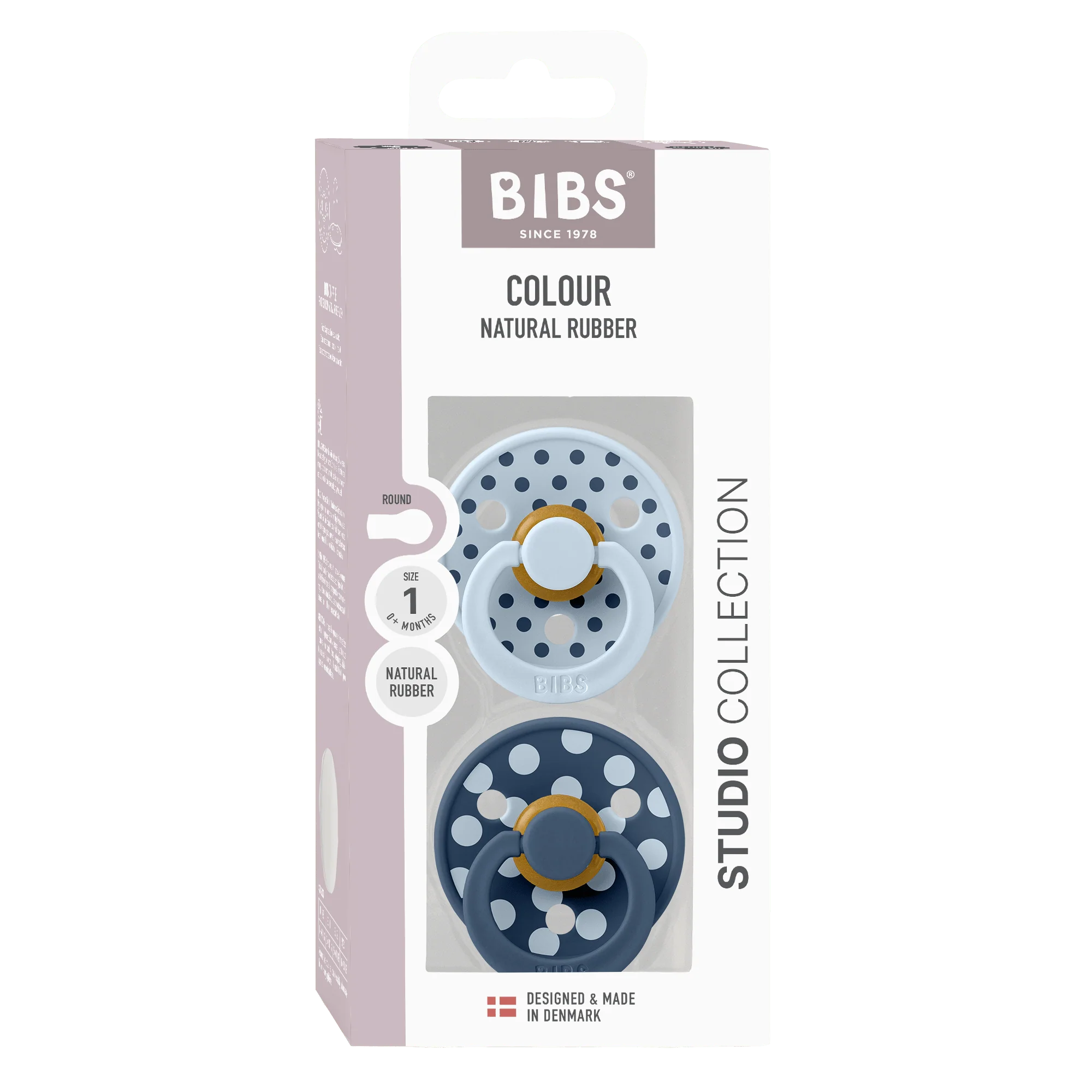 Studio Polka Pacifier 2pk - Baby Blue/Steel Blue
