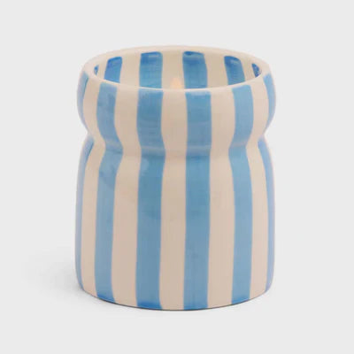 Blue Stripped Ceramic Candle - Lost at Sea