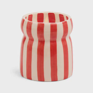 Red Stripped Ceramic Candle - Hibiscus Bay Boxed