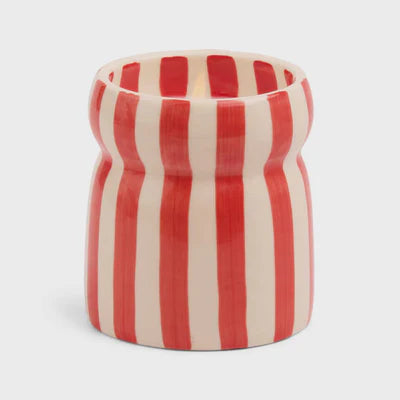 Red Stripped Ceramic Candle - Hibiscus Bay Boxed
