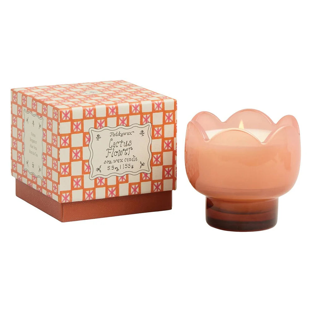Tulip Glass Candle Cactus Flower