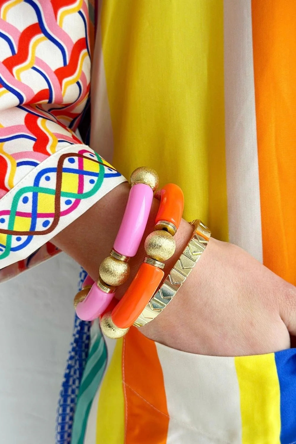 Chunky Orange and Gold Bangle